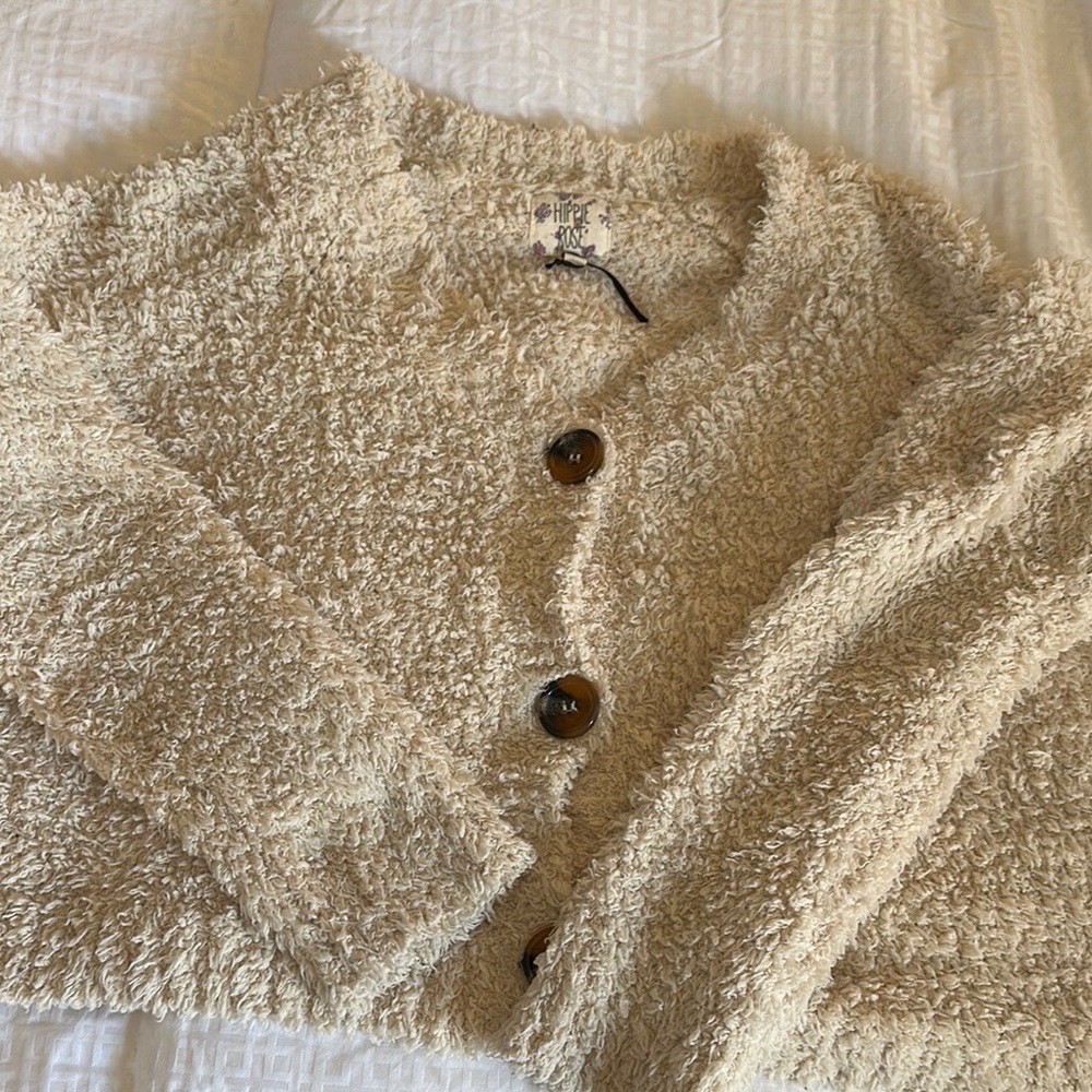 Hippie Rose Size M Oversize Boxy Cozy Cream Sweater